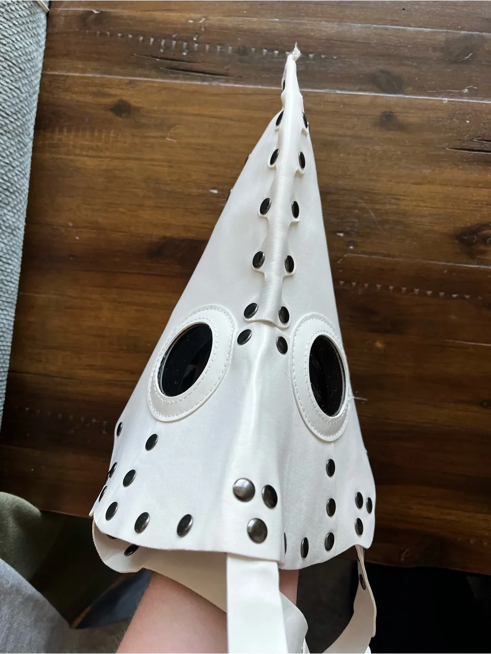 White Plague Doctor Mask Steampunk Cosplay Halloween Bird Beak Rivets Adult